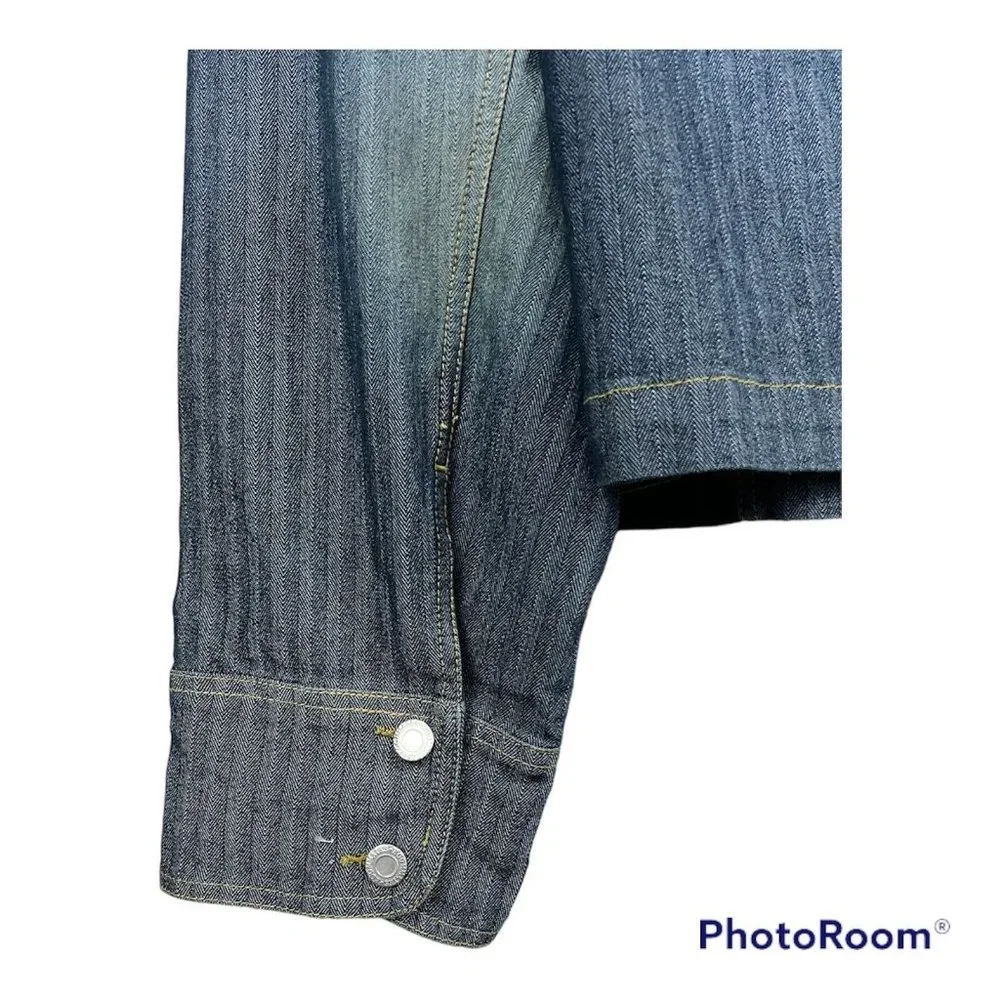 Vintage 90s Y2K Women Denim Pants Set Jacket Pants Belt Flared Wide Leg 4X‎